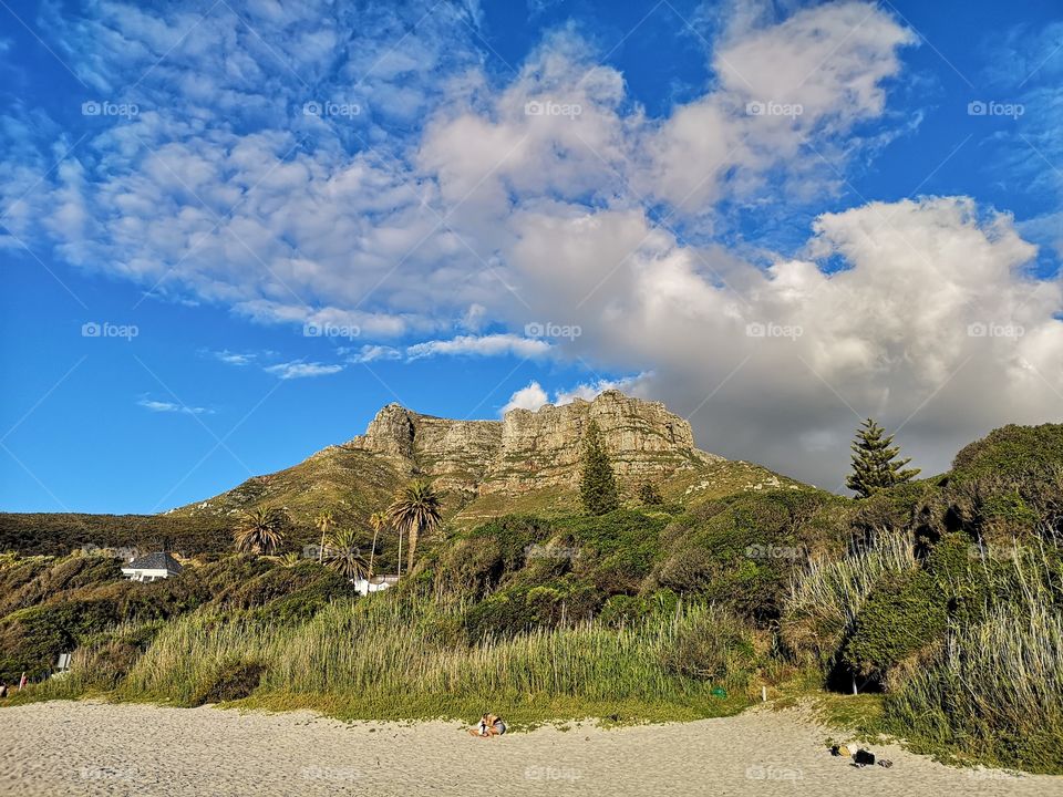 Mountain view from beach in Cape Town