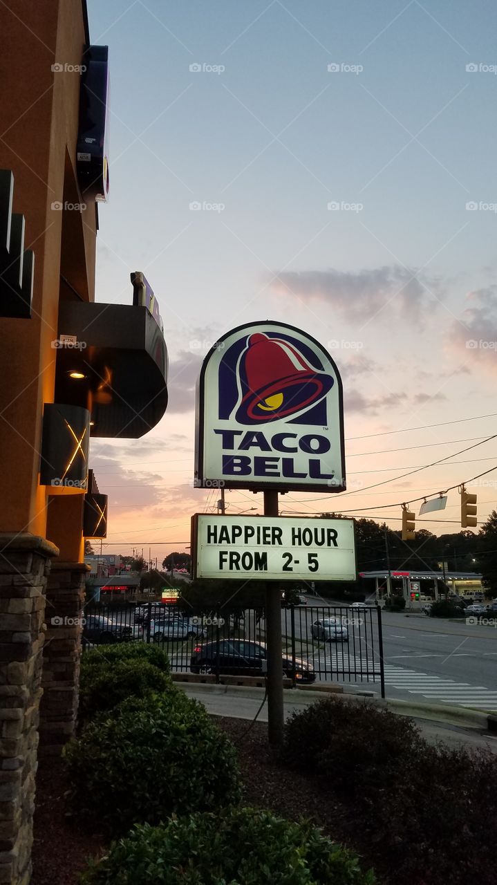 Taco Bell Happier Hour Sign Raleigh, NC