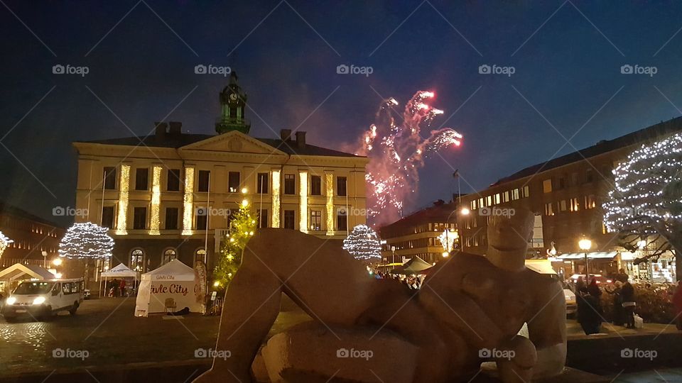 cityhall with fireworks