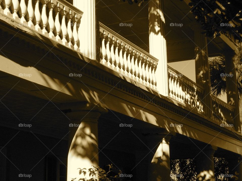 Close-up of balcony railing