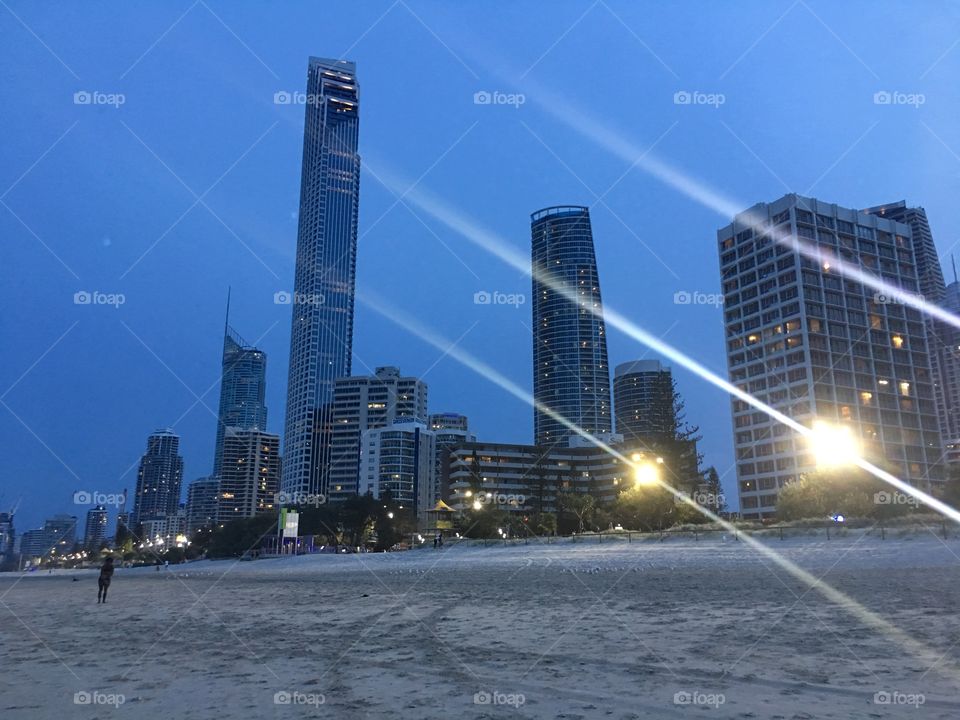 City lights on the coast 