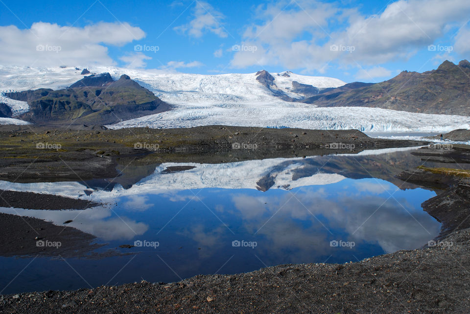 A glacier and glacial lake, Iceland.