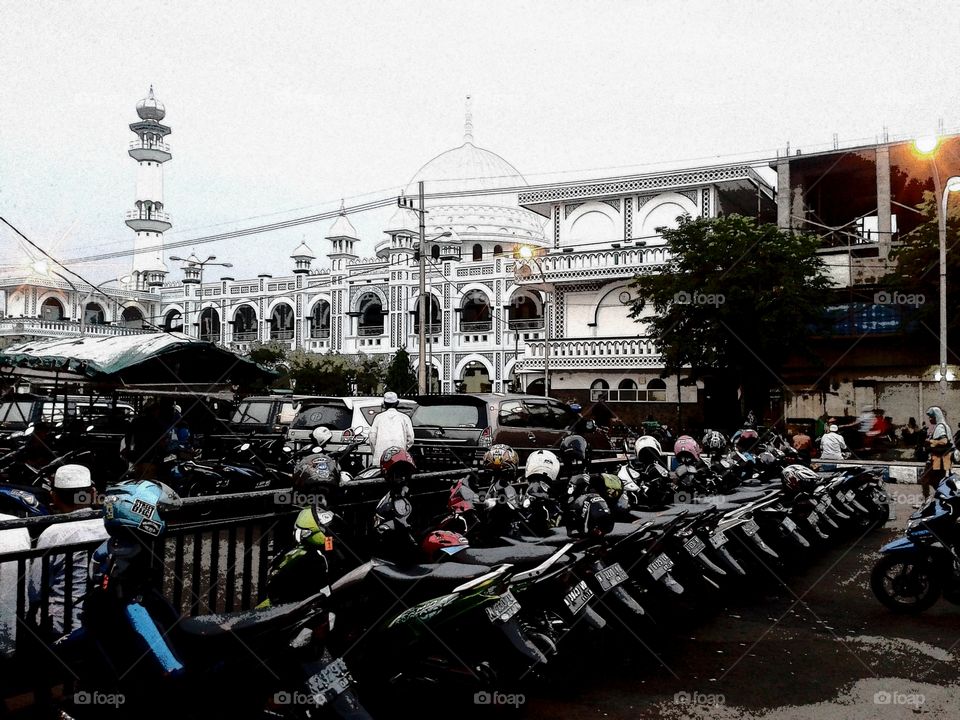 Parking area and mosque of Alm. KH. Abd. Hamid Pasuruan East Java