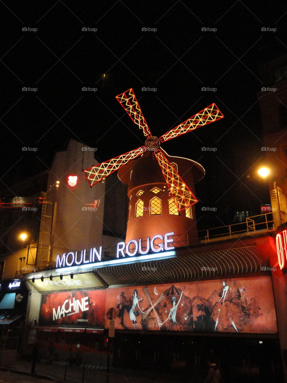 moulin rouge at night. Europe trip. lots of sightseeing.