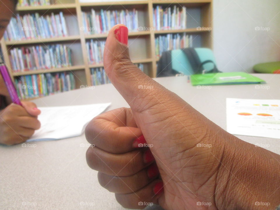 At the library, doing homework