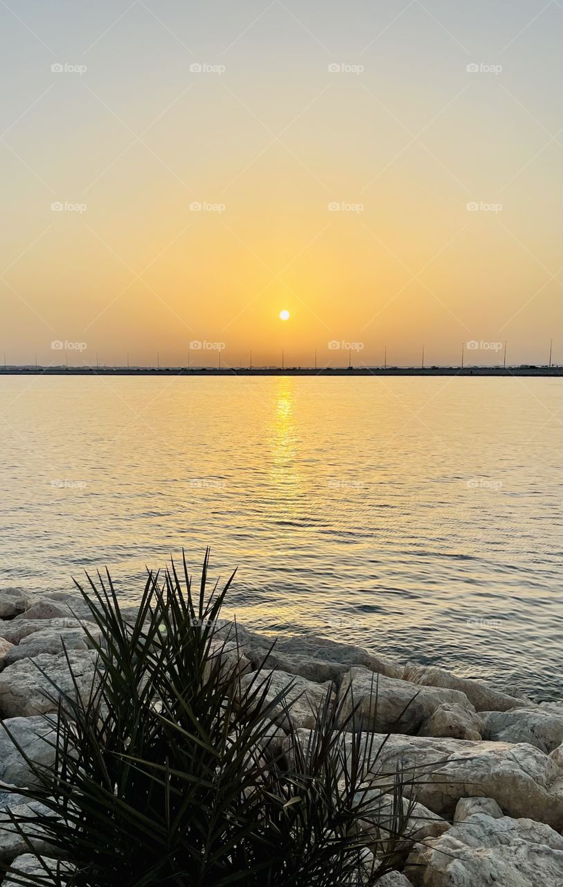 Beautiful sunset view from an island 