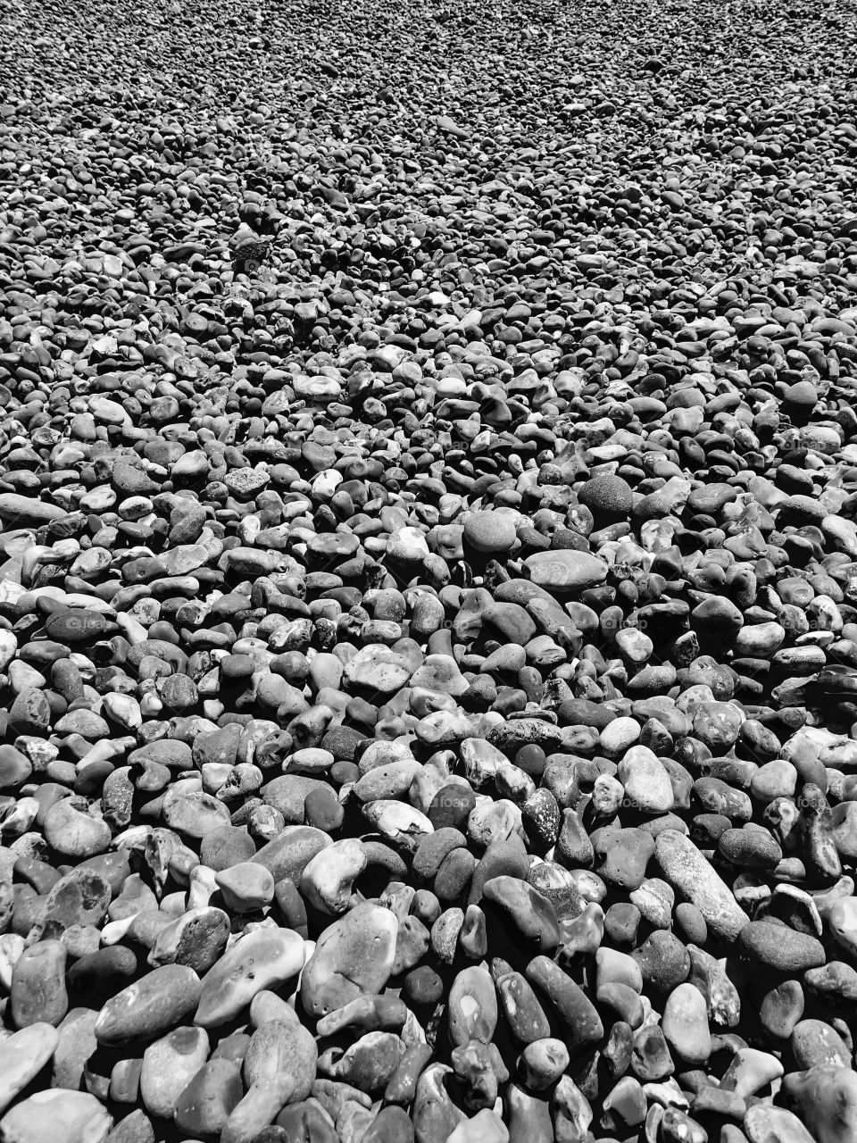 A closeup of the smooth texture of rocks on a beach