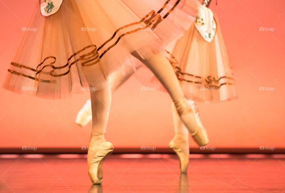 Classical Ballet Dancers Feet In Pointe Shoes
