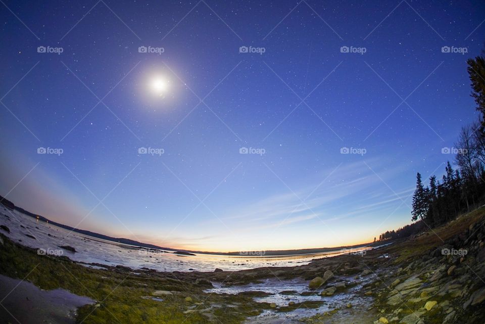 starry night sky and moon