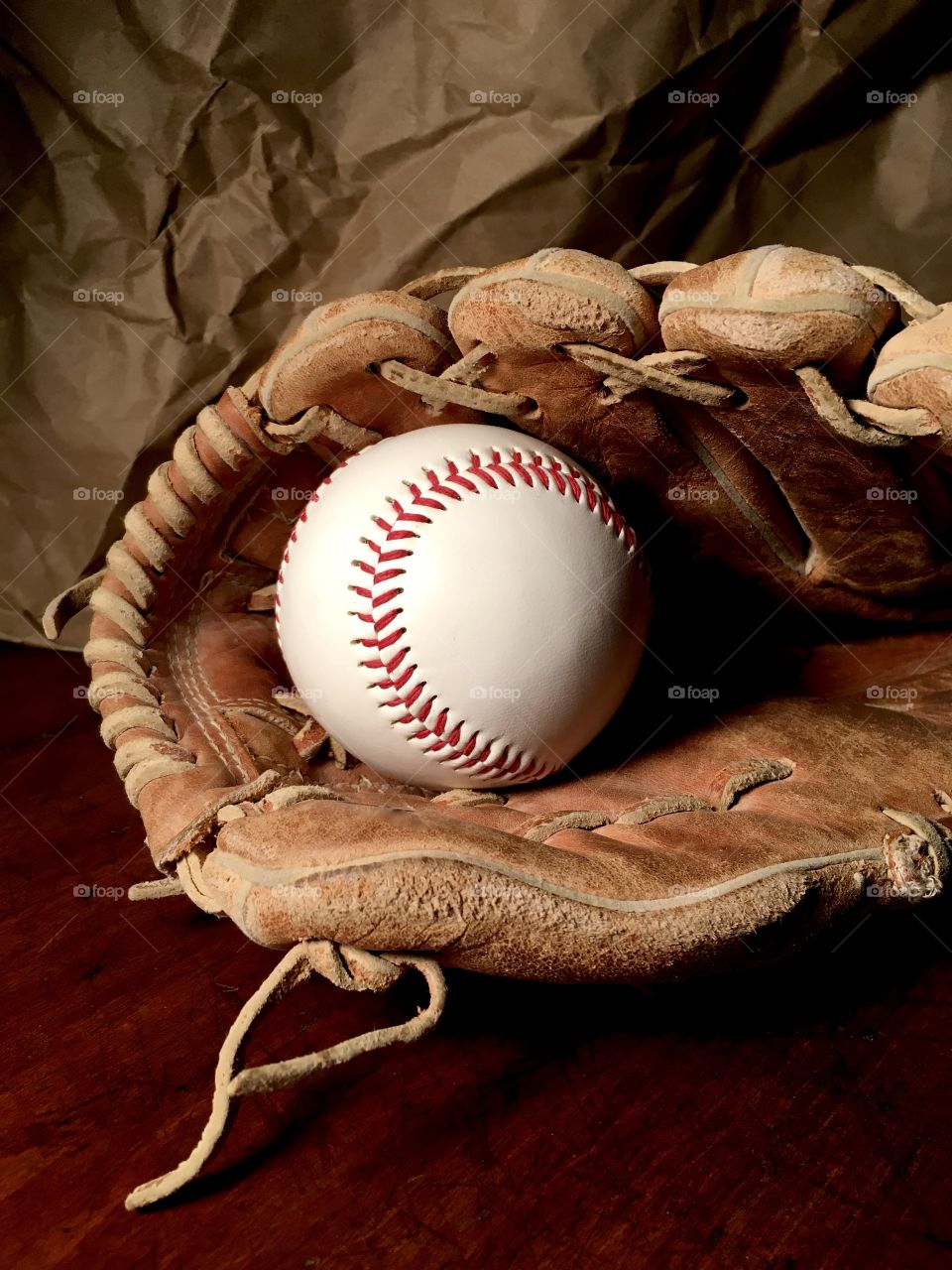 Baseball and glove.