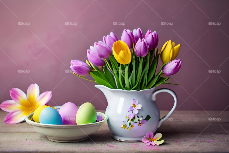 Easter, Easter feast, Easter eggs, colored eggs, Spring, Egg, flowers