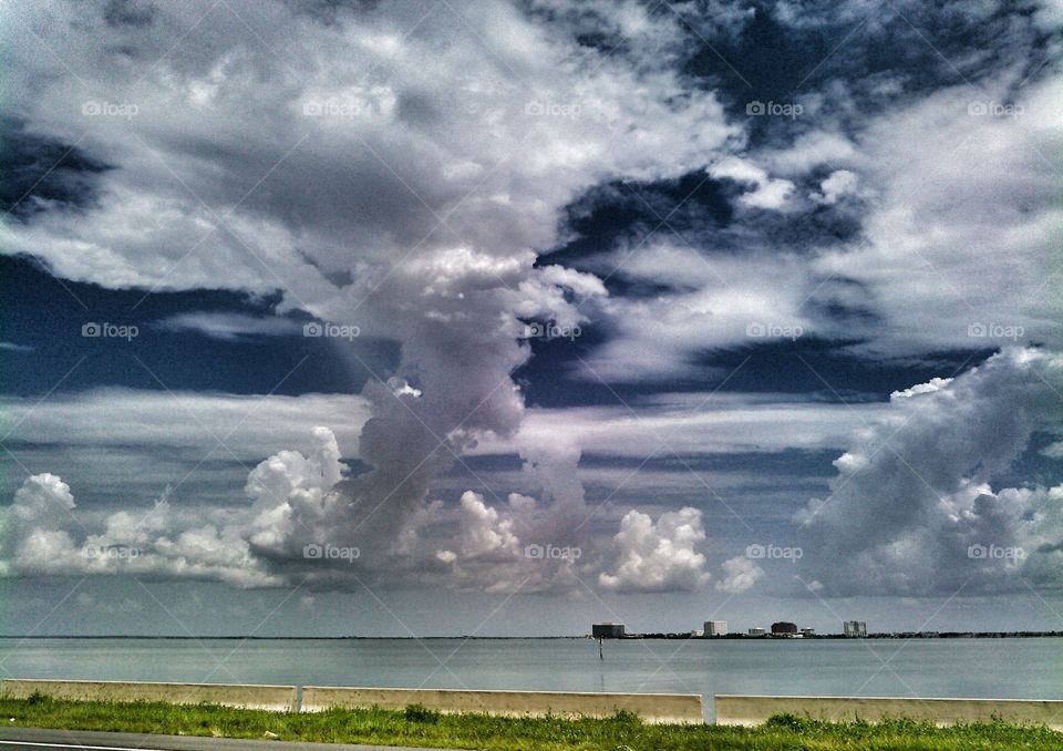 Approaching thunder storm. Storm over Tampa bay