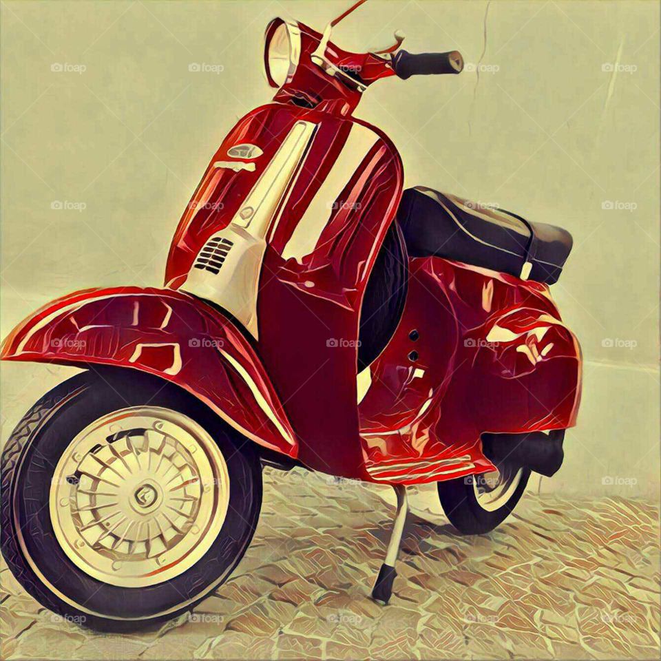 Red italian Piaggio Vespa