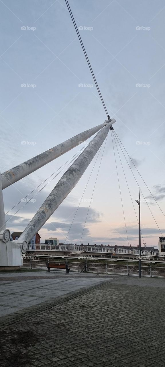 triangular architecture holding up a bridge