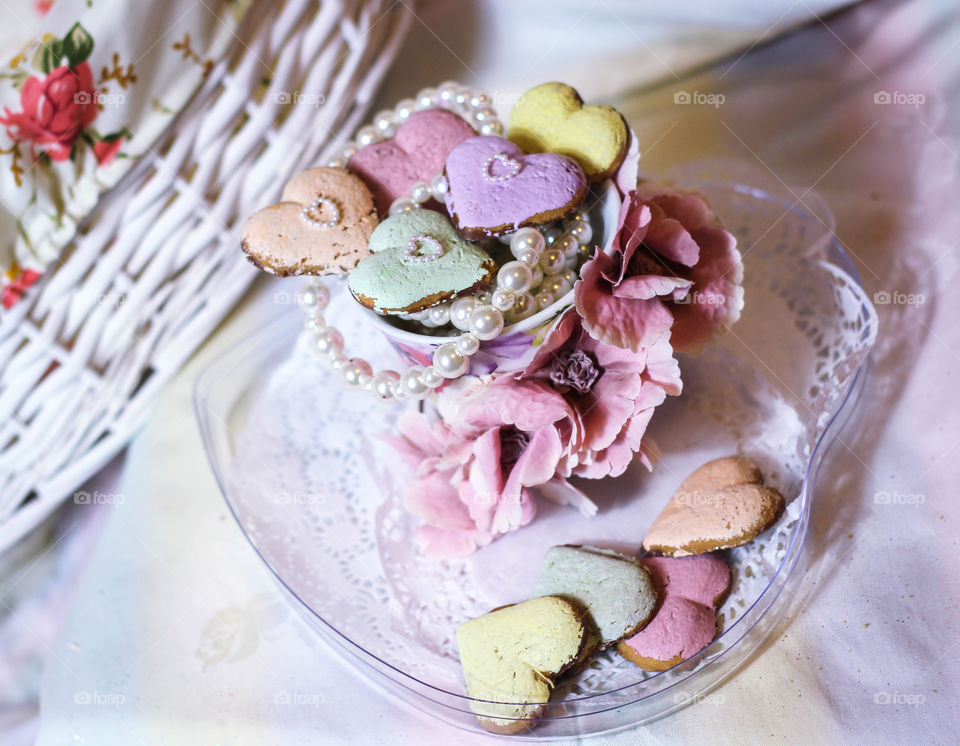 pastel Valentine heart cookies