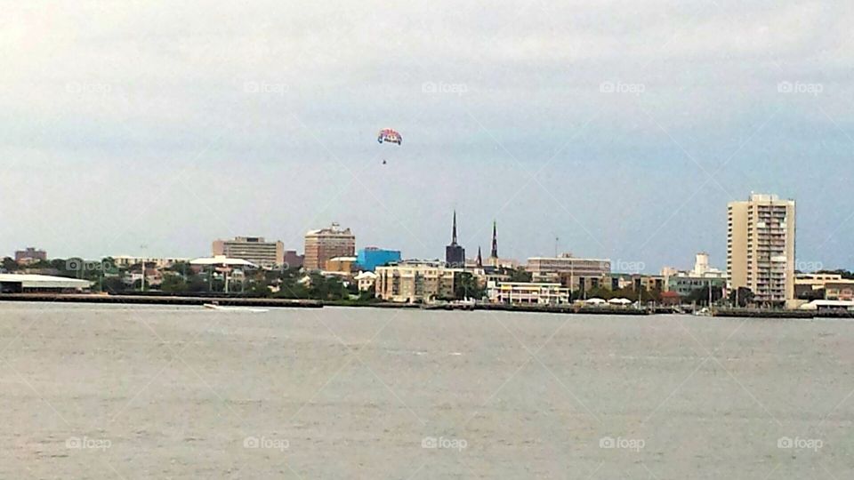 Parachuting over Charleston
