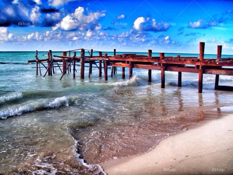 Mexico pier on beach