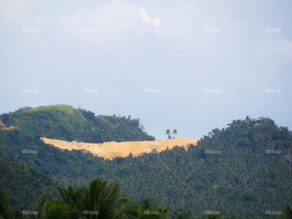 The effect of continous mining of limestone.