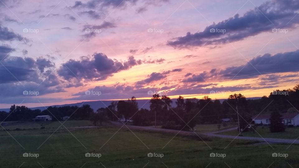 farm sunset