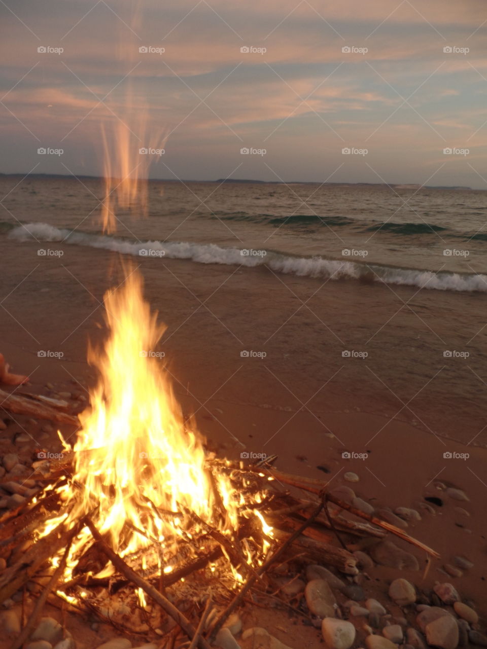 Bonfire on Lake Michigan