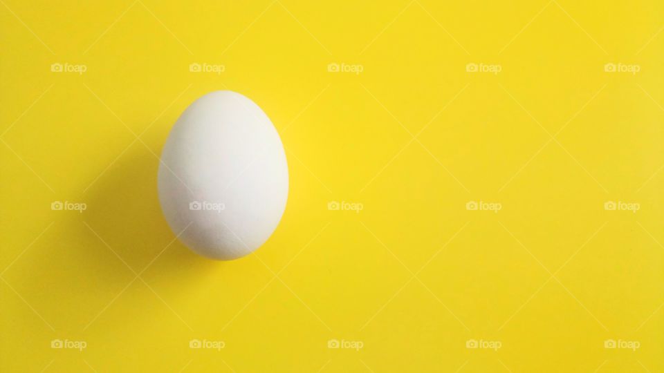 White egg on a yellow background
