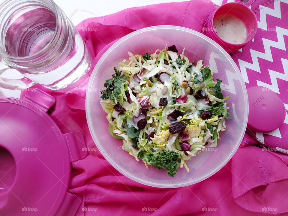 Eat a salad in bright pink Barbie style!