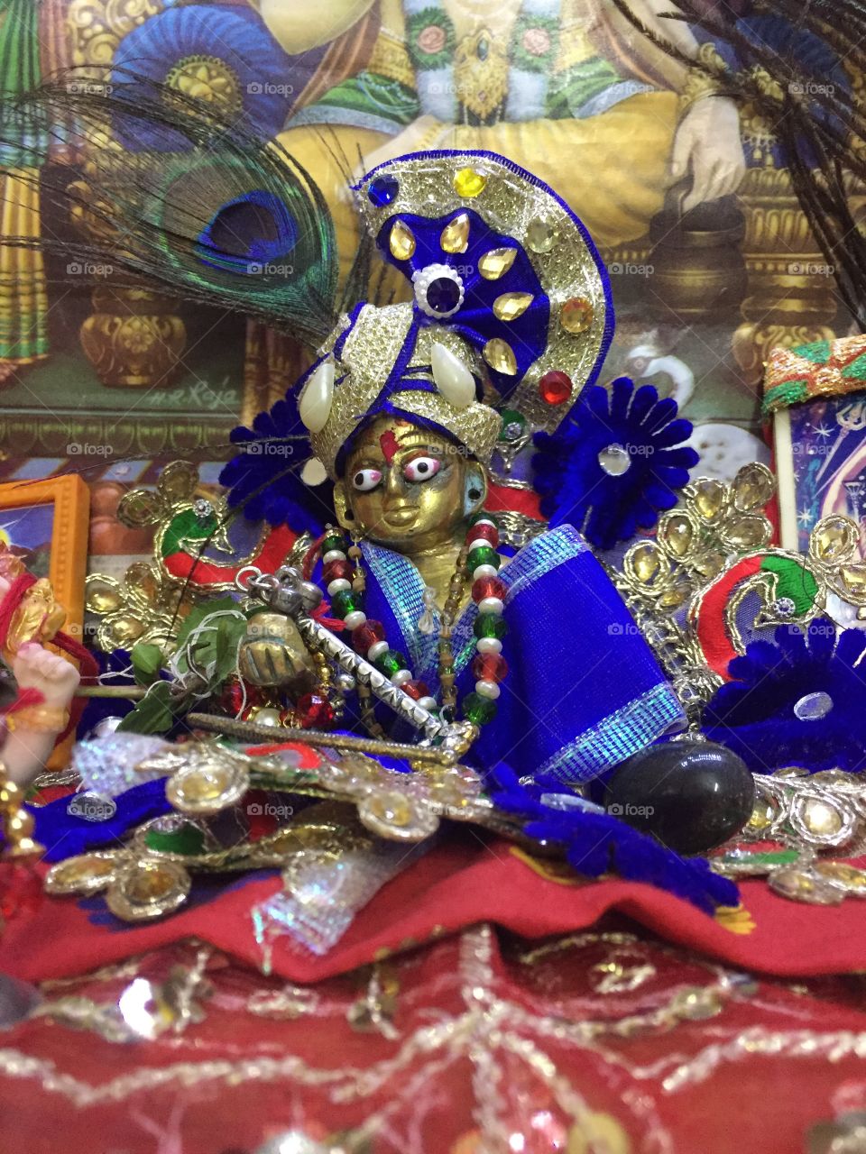 Spiritual Hindu statue of lord krishna