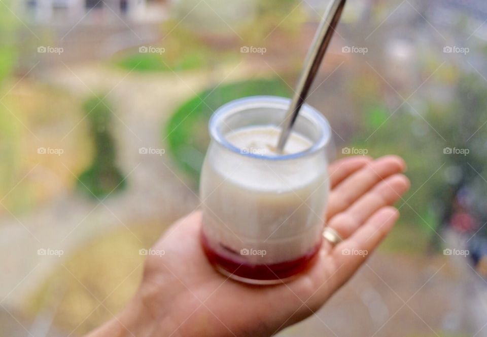 Jar of Greek yogurt 