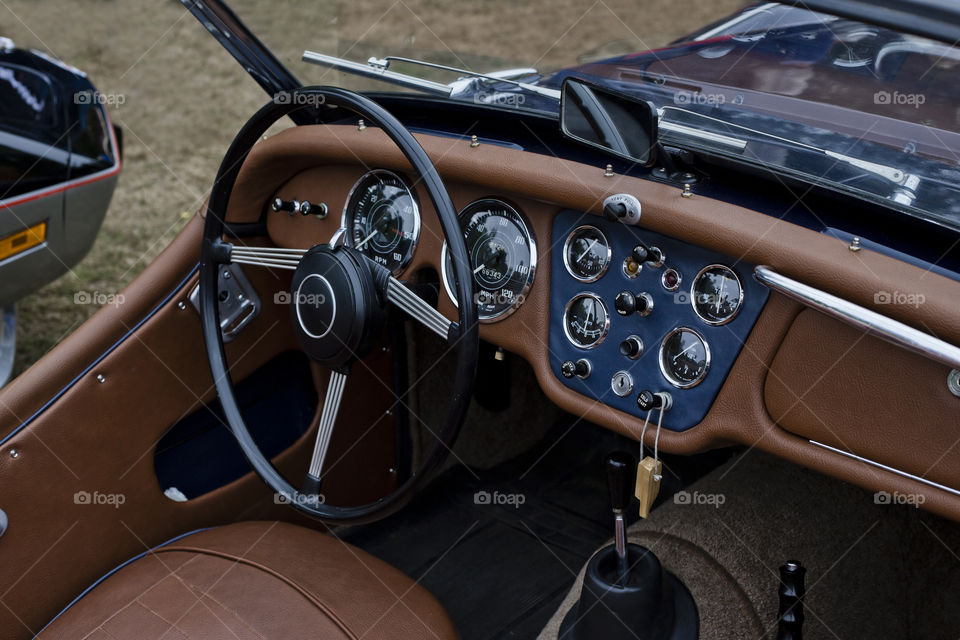 interior of a retro classic vintage car
