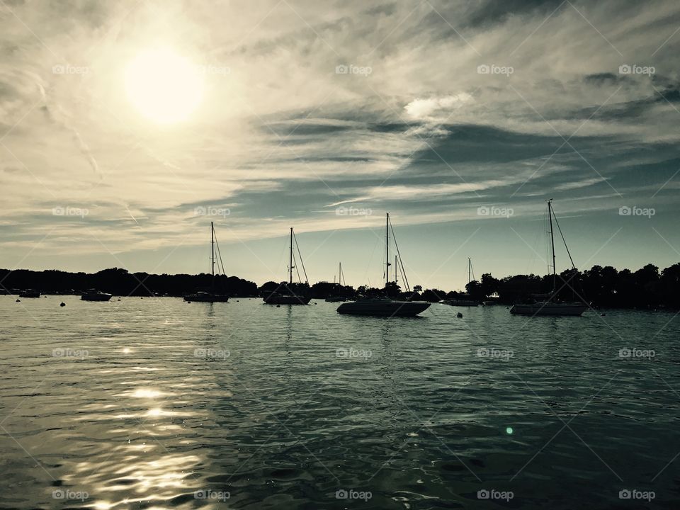 Boat sun set