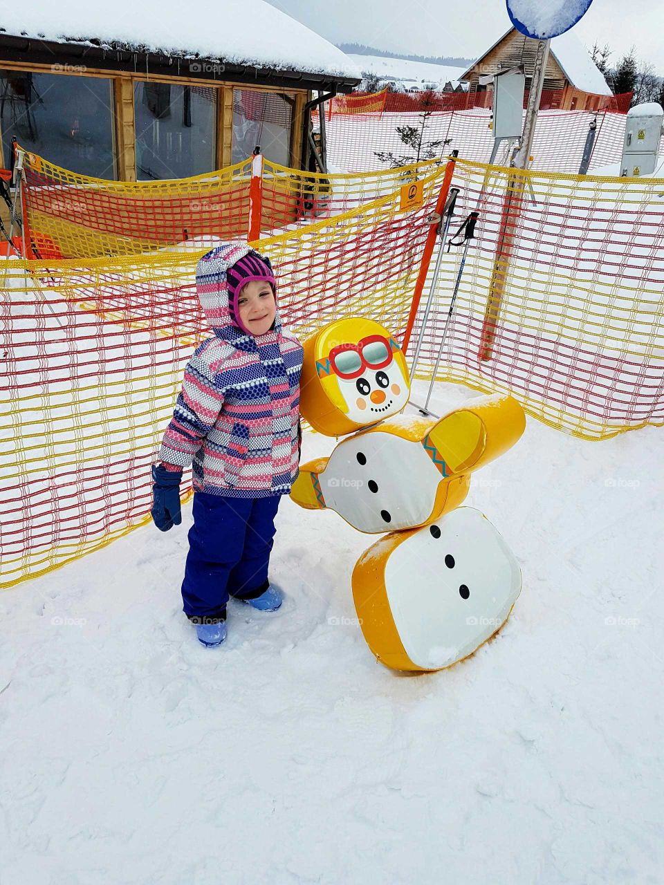 Having fun with snowman