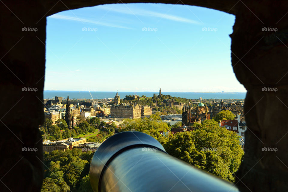 Canon view at Edinburgh Castle in Scotland 