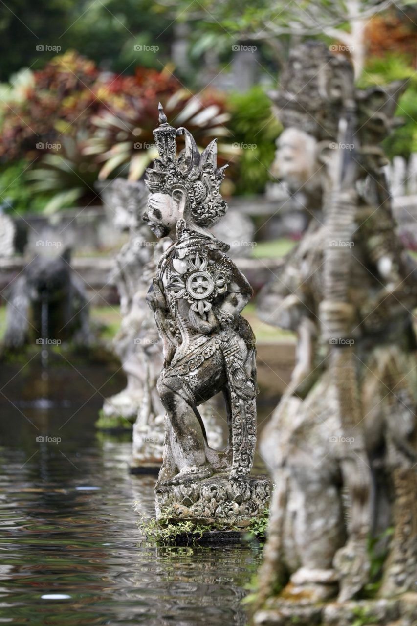 Views at a beautiful Hindu water temple in Bali, Indonesia at midday. 