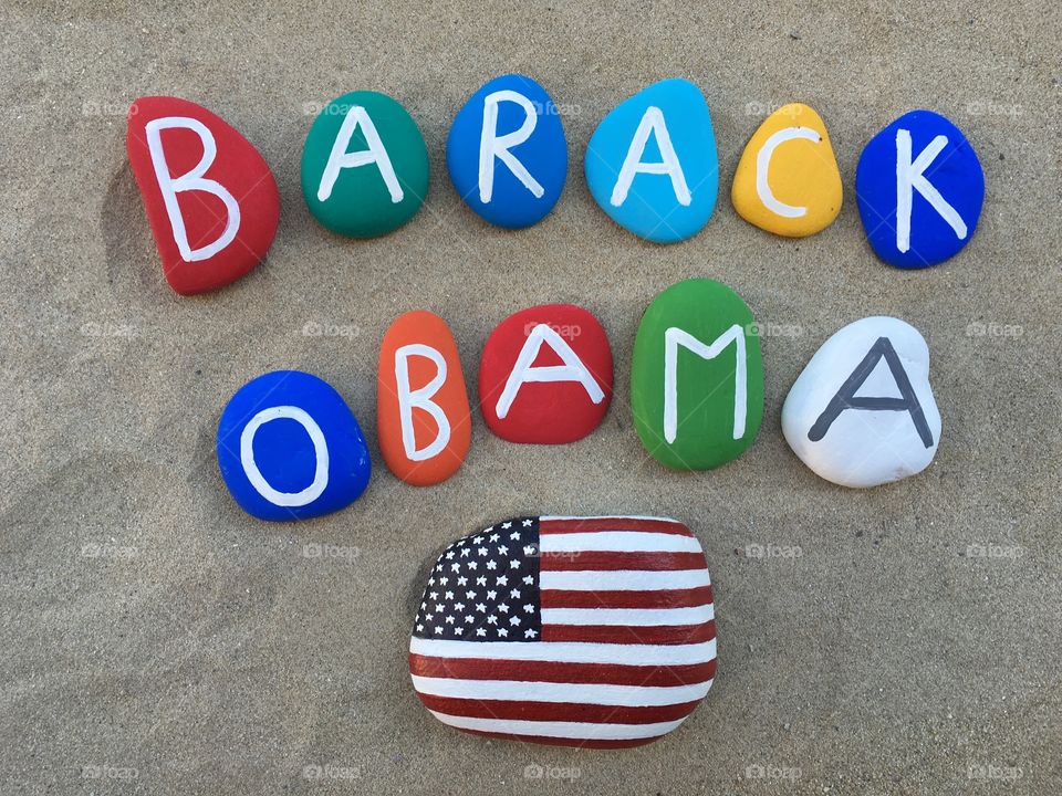 Barack Obama, USA President name on colored stones
