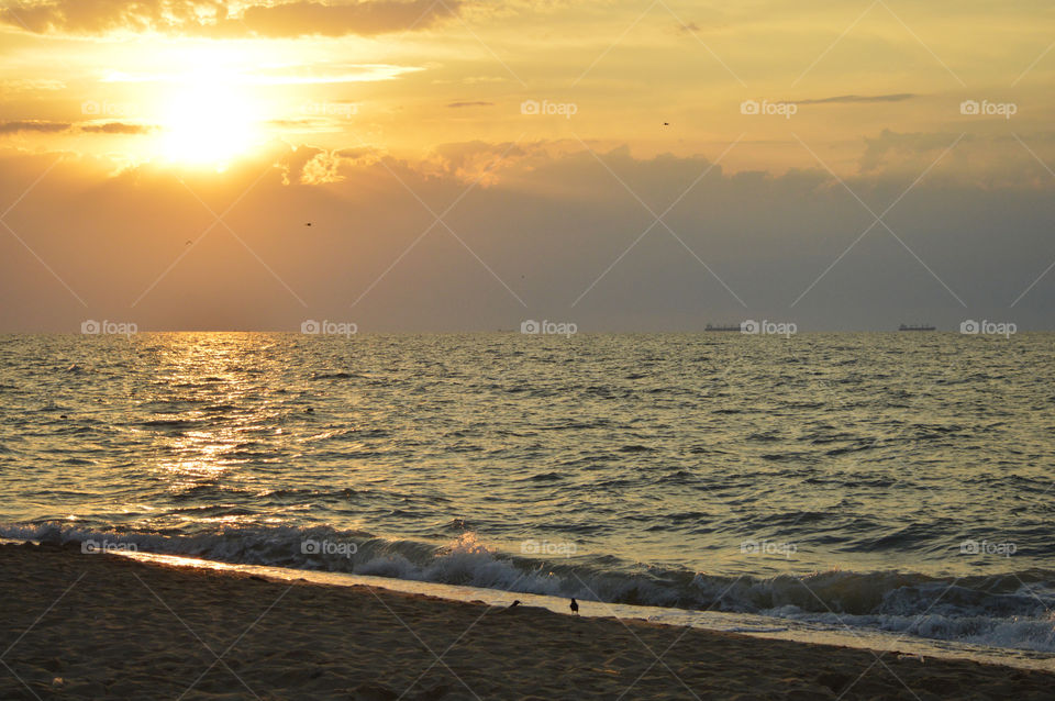 sunset and sea