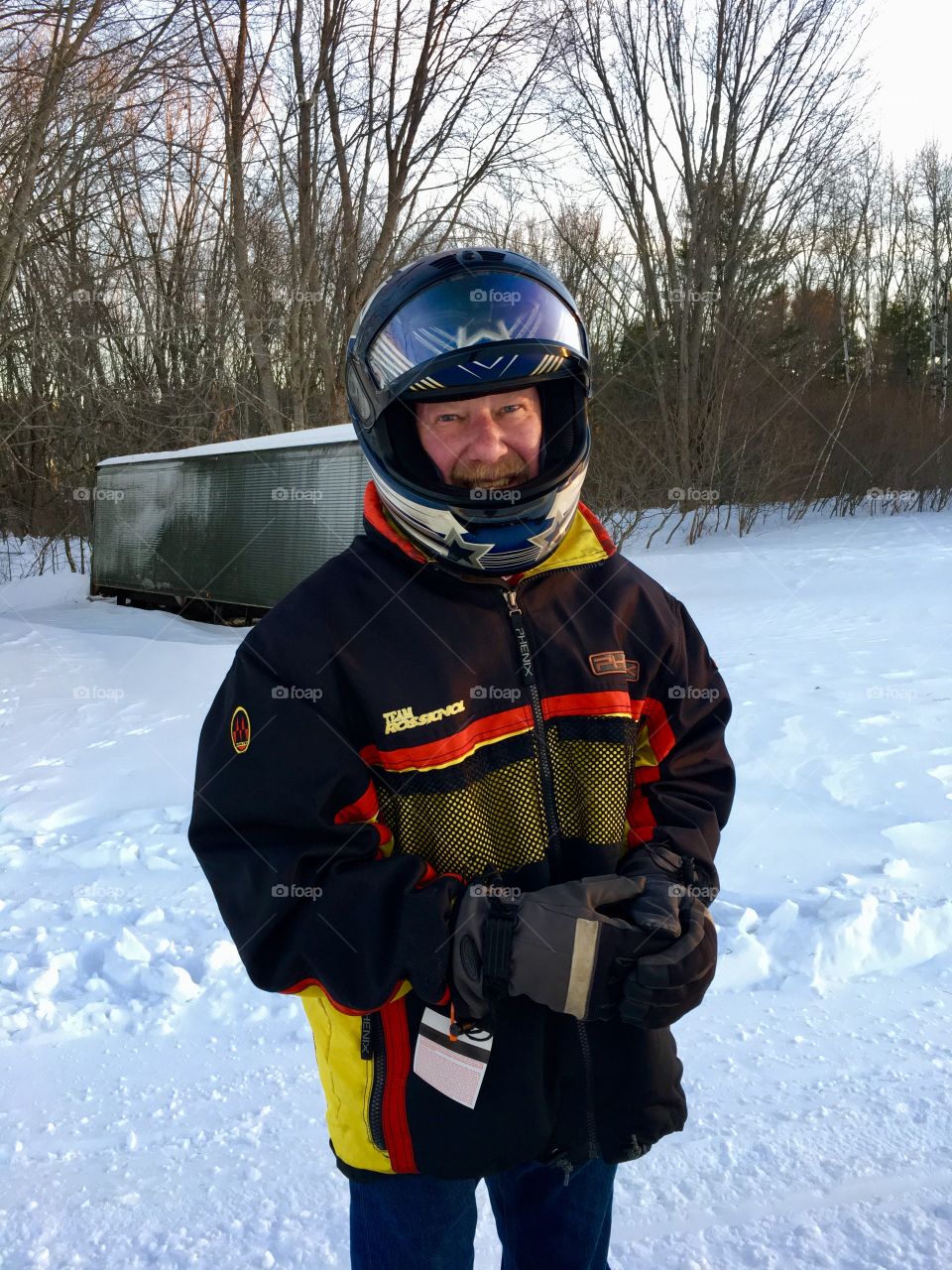 Getting ready to snowmobile 