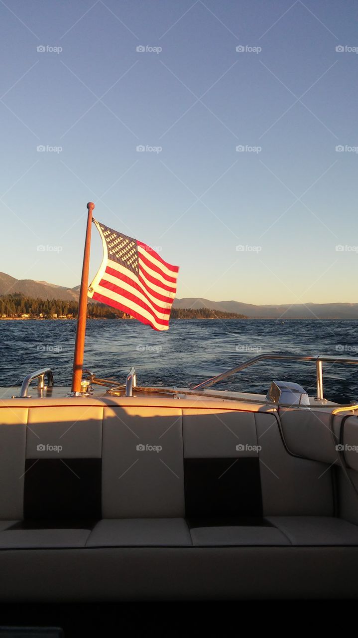 Views from the back on the boat on Lake Tahoe