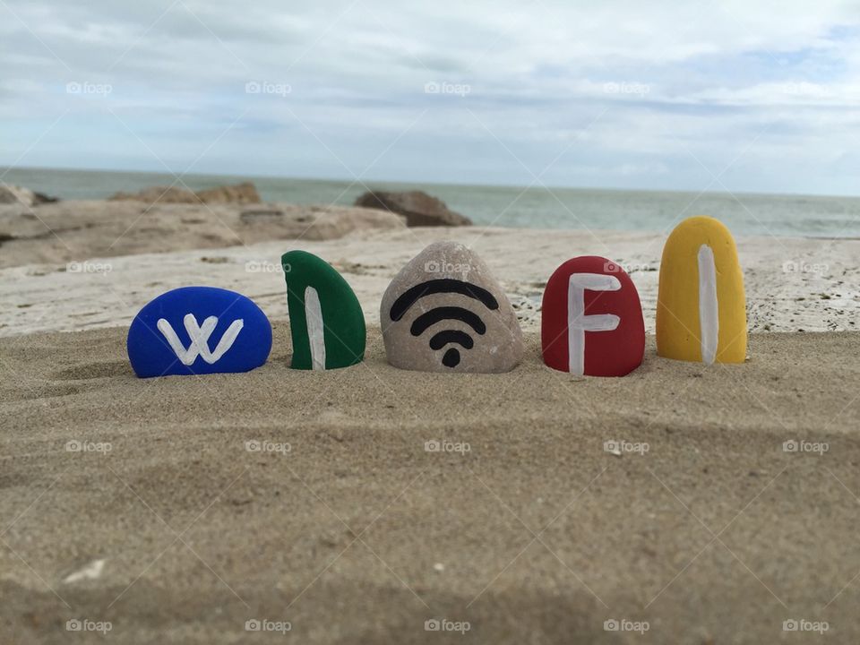 Wi-Fi word on stones, free connection for all