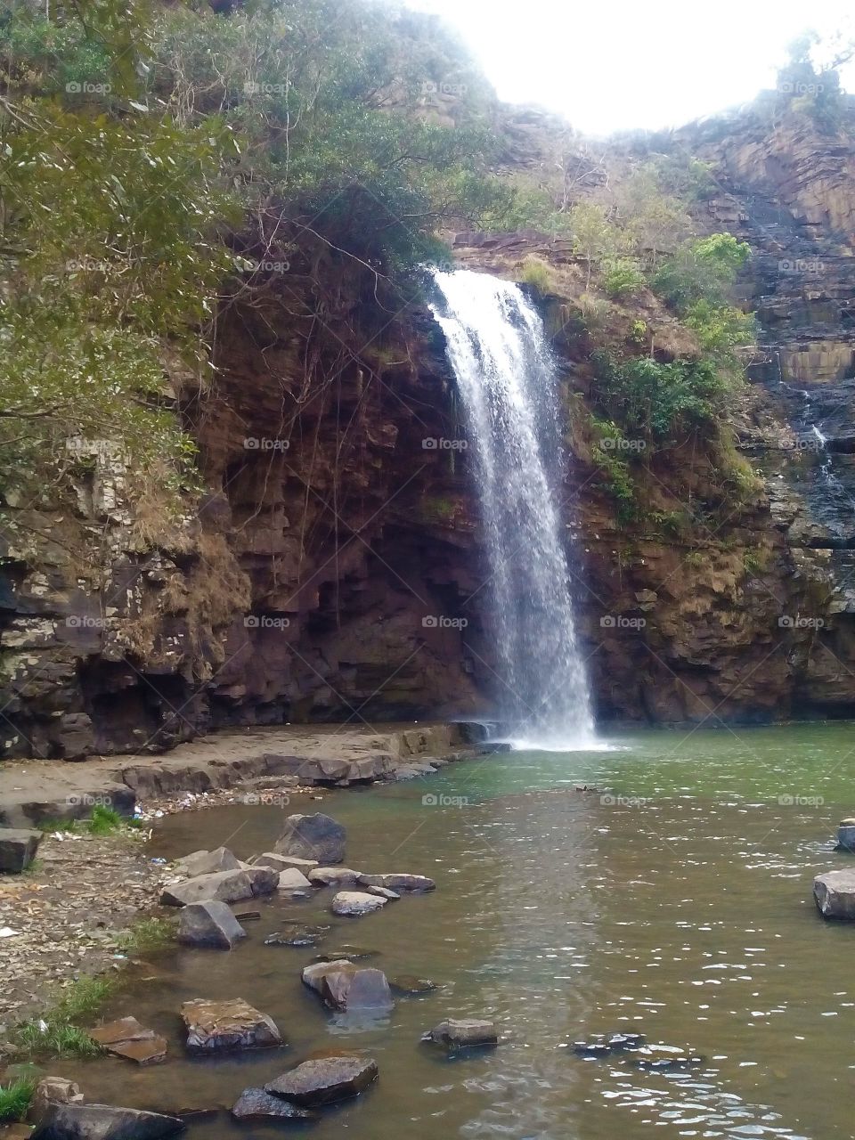 a beautiful small waterfall in chitrakoot
