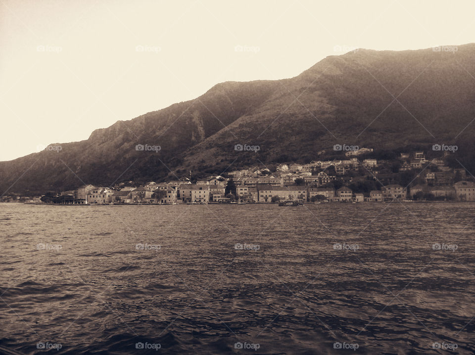 old town and mountains. adriatic sea