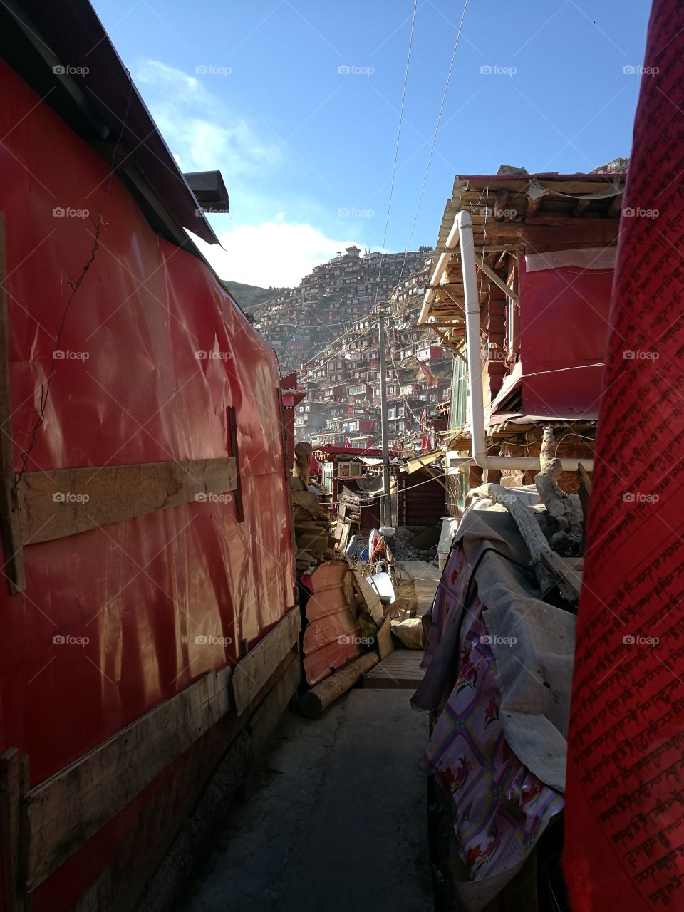 Nun staring into the Se Da Buddhist Monastery and School in Sichuan Province, China.
Se Da is currently the largest Tibetan Buddhist school in the world and not open to westerners.