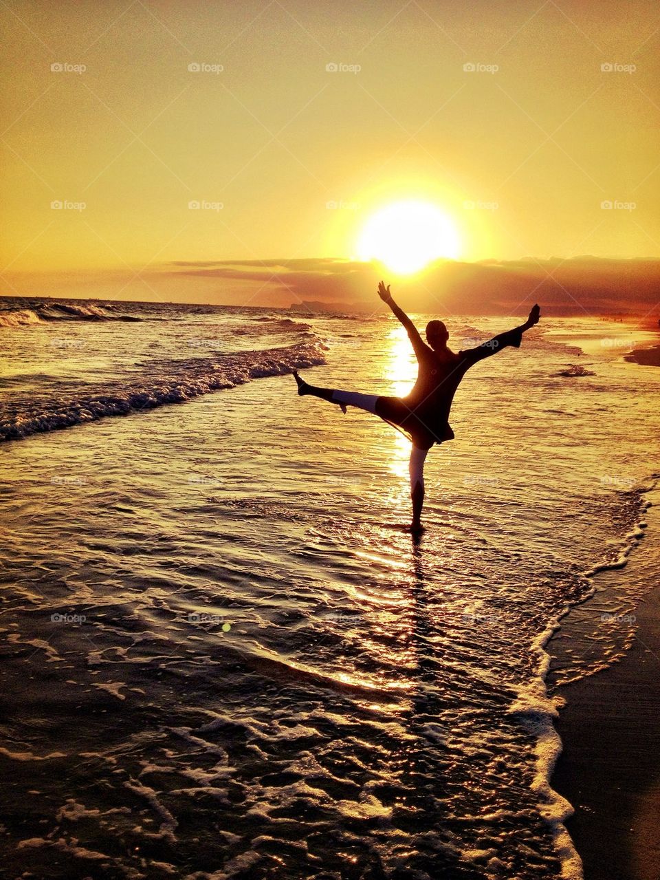 Enjoying sunset at the beach 