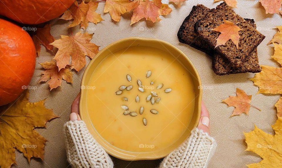 Bon appetit 🍁🍂 Autumn  pumpkin soup 🍁🎃🍂 Autumn time 🍂🍁