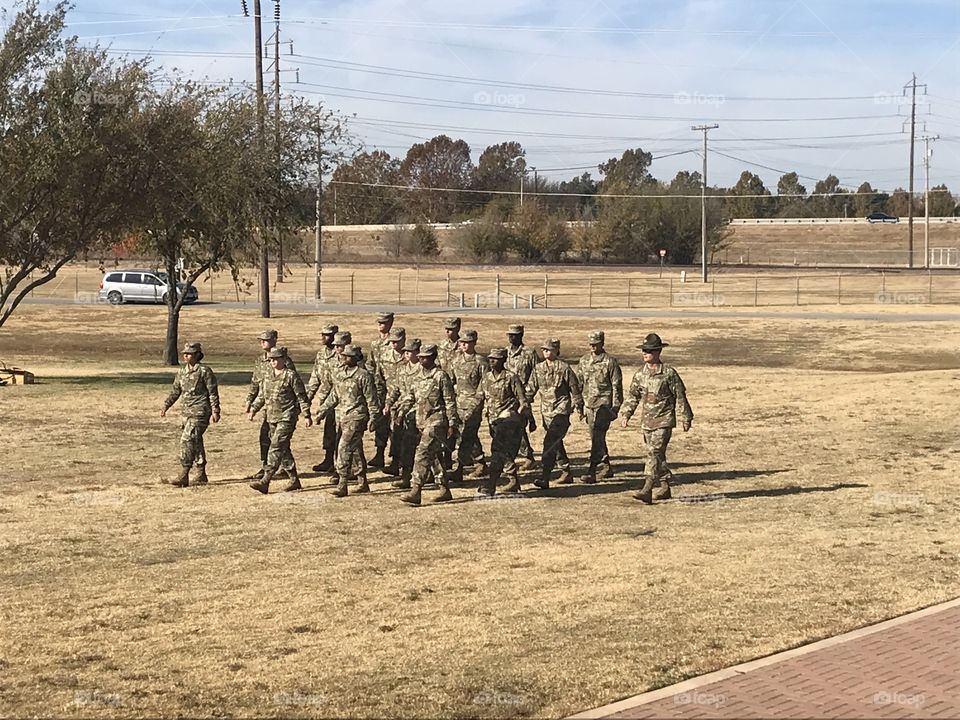 Troops marching
