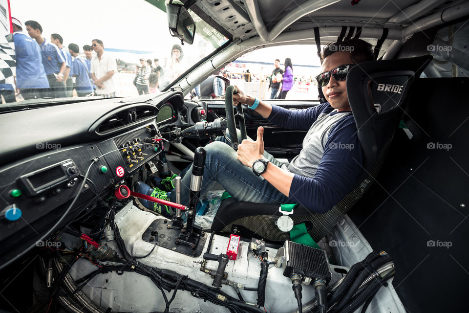 Driver inside the racing car