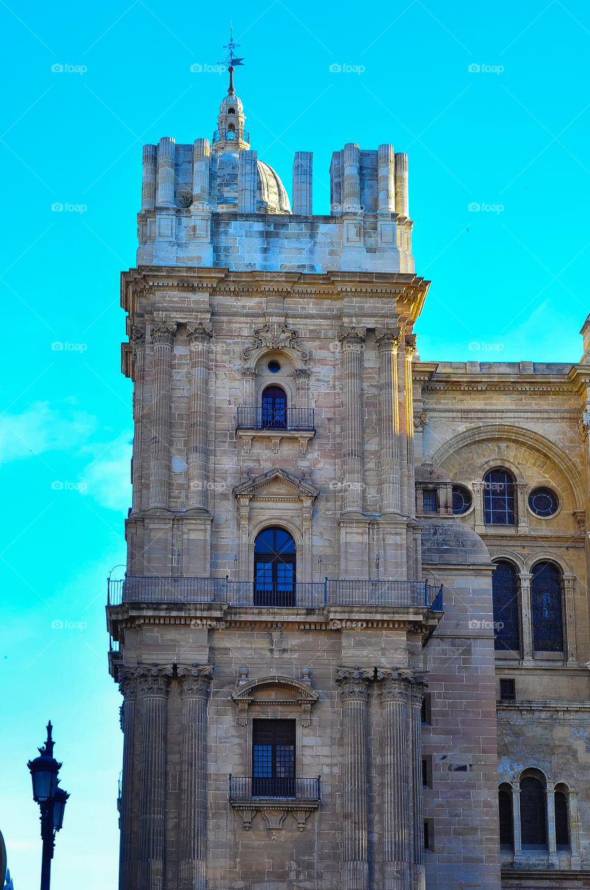 Top of cathedral in Malaga Spain 