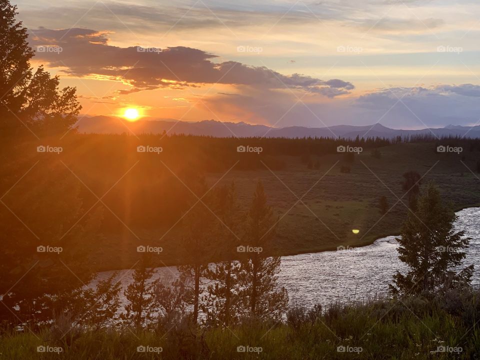 Yellowstone in Fall at Sunset
