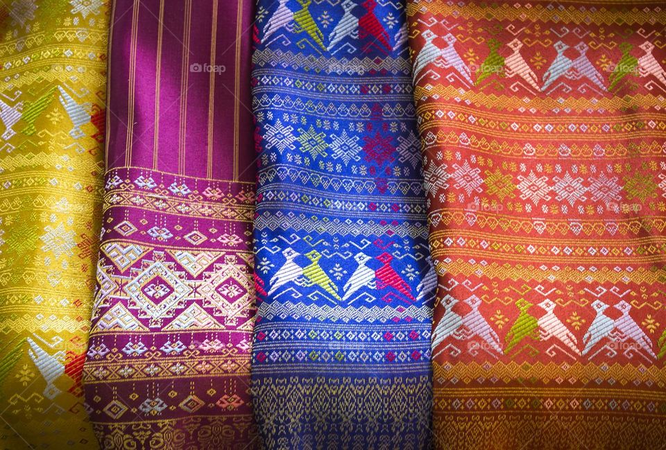 Colorful of Thai silk fabric pattern