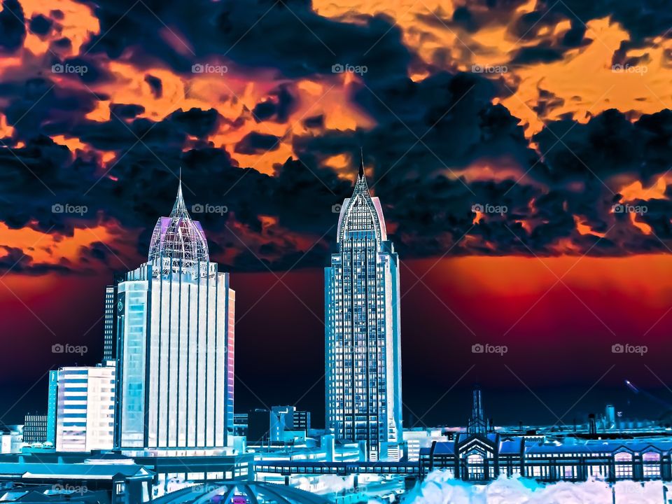 skyscrapers in the clouds