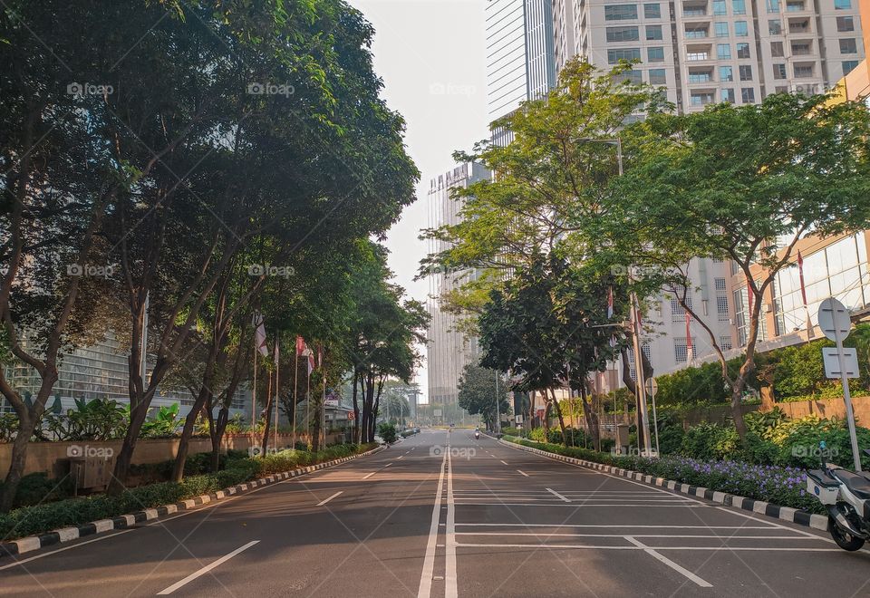 Street at Sudirman Central Business District (SCBD) in South Jakarta, Jakarta, Indonesia on August 16, 2020